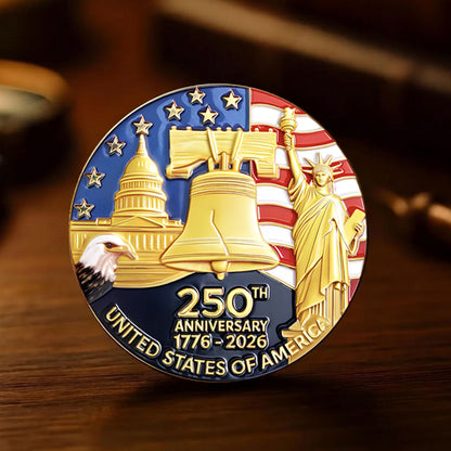 250 Years Anniversary 1776–2026 USA Commemorative Coin | Patriotic 4th of July Coin 684691