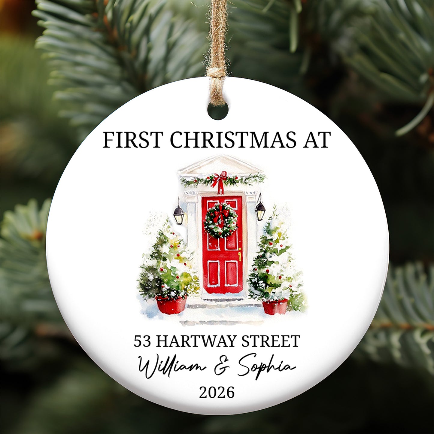 Personalized First Christmas New Home Ceramic Ornament, Custom Couple New House Christmas Keepsake Gift 685859
