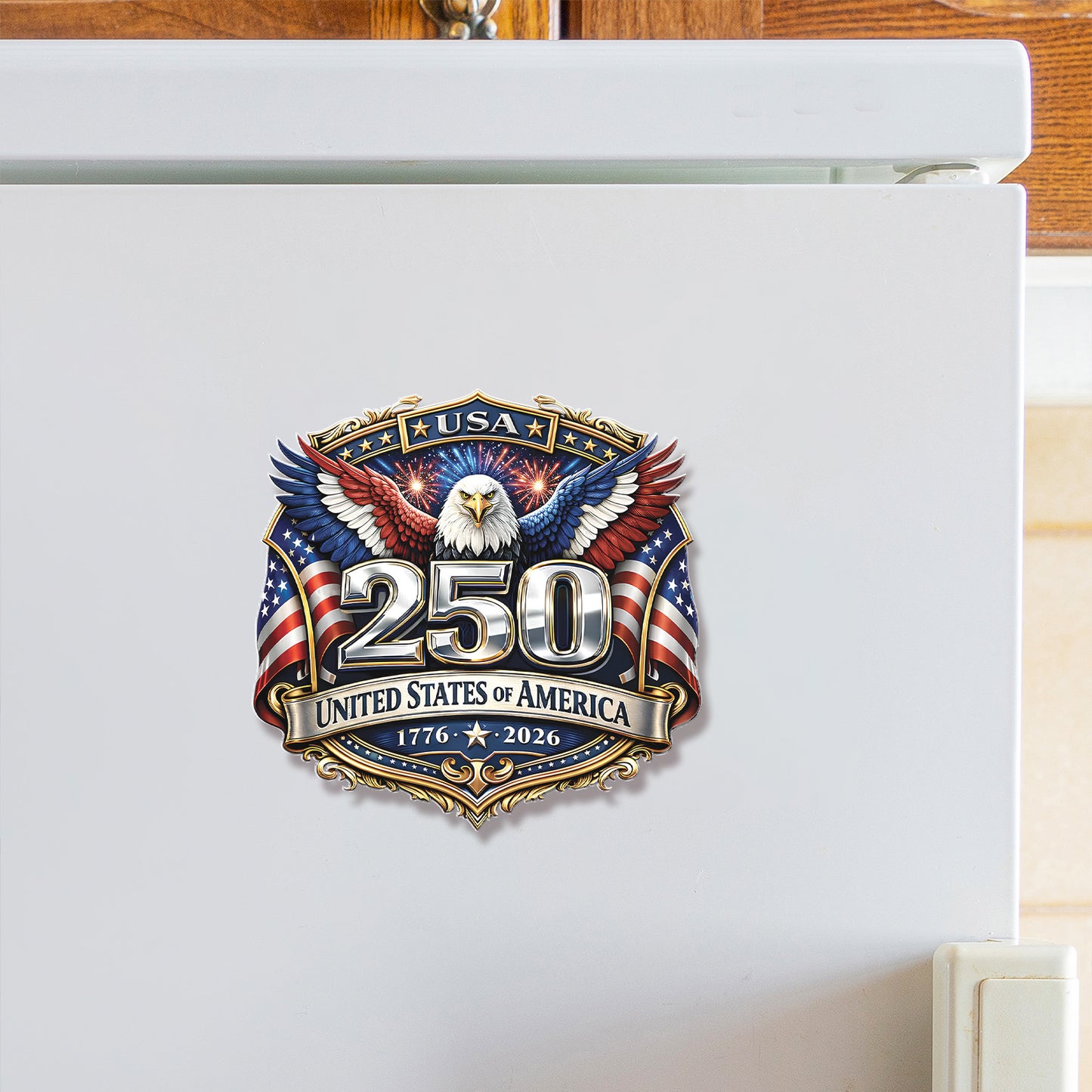250 Years USA Fridge Magnet | Patriotic Eagle US Flag 1776–2026 Magnet | 4th of July Fridge Magnet 684533