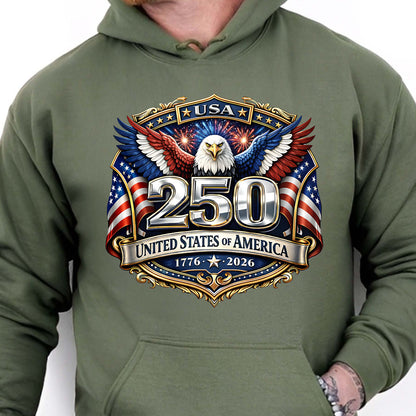 250 Years USA Dark Shirt | Patriotic Eagle US Flag 1776–2026 Tee | 4th of July T-Shirt 684457