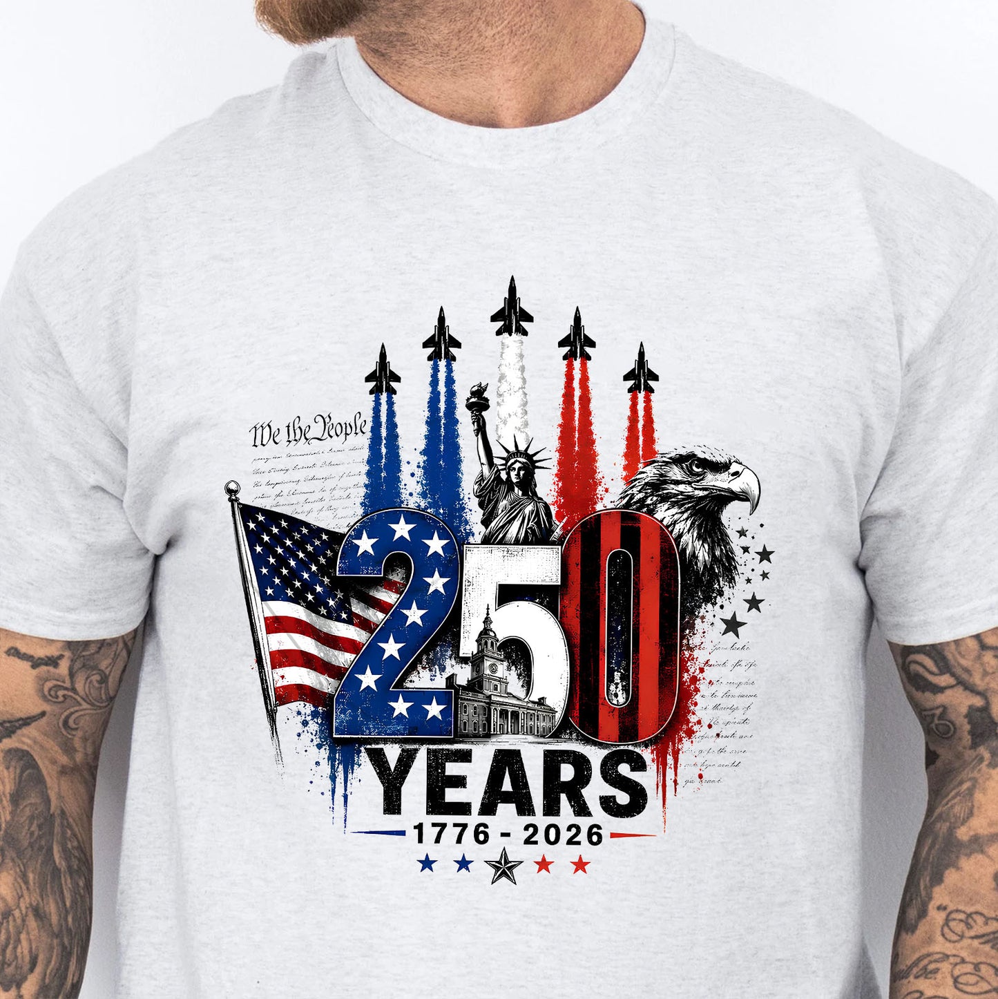 USA 250 Years Anniversary Shirt, Patriotic Jet Fighter Tee, 1776-2026 4th of July Shirt 685156