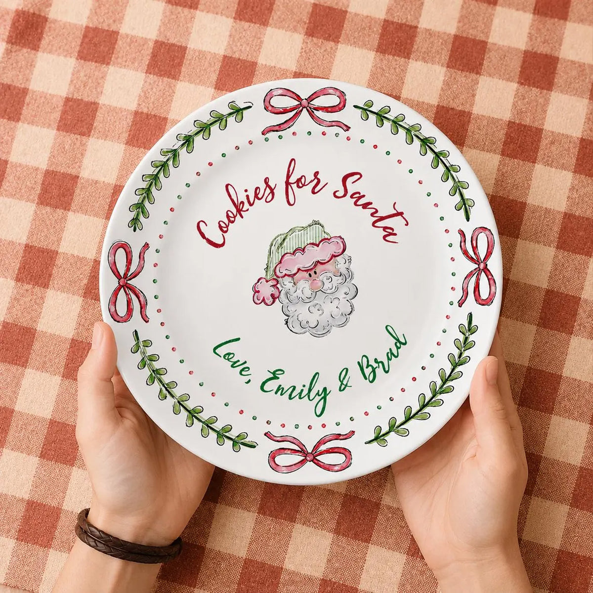 Personalized Cookies for Santa Ceramic Plate, Custom Names Christmas Eve Cookie Tray, Holiday Gift 686784 WFD