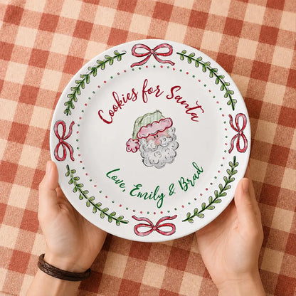 Personalized Cookies for Santa Ceramic Plate, Custom Names Christmas Eve Cookie Tray, Holiday Gift 686784 WFD