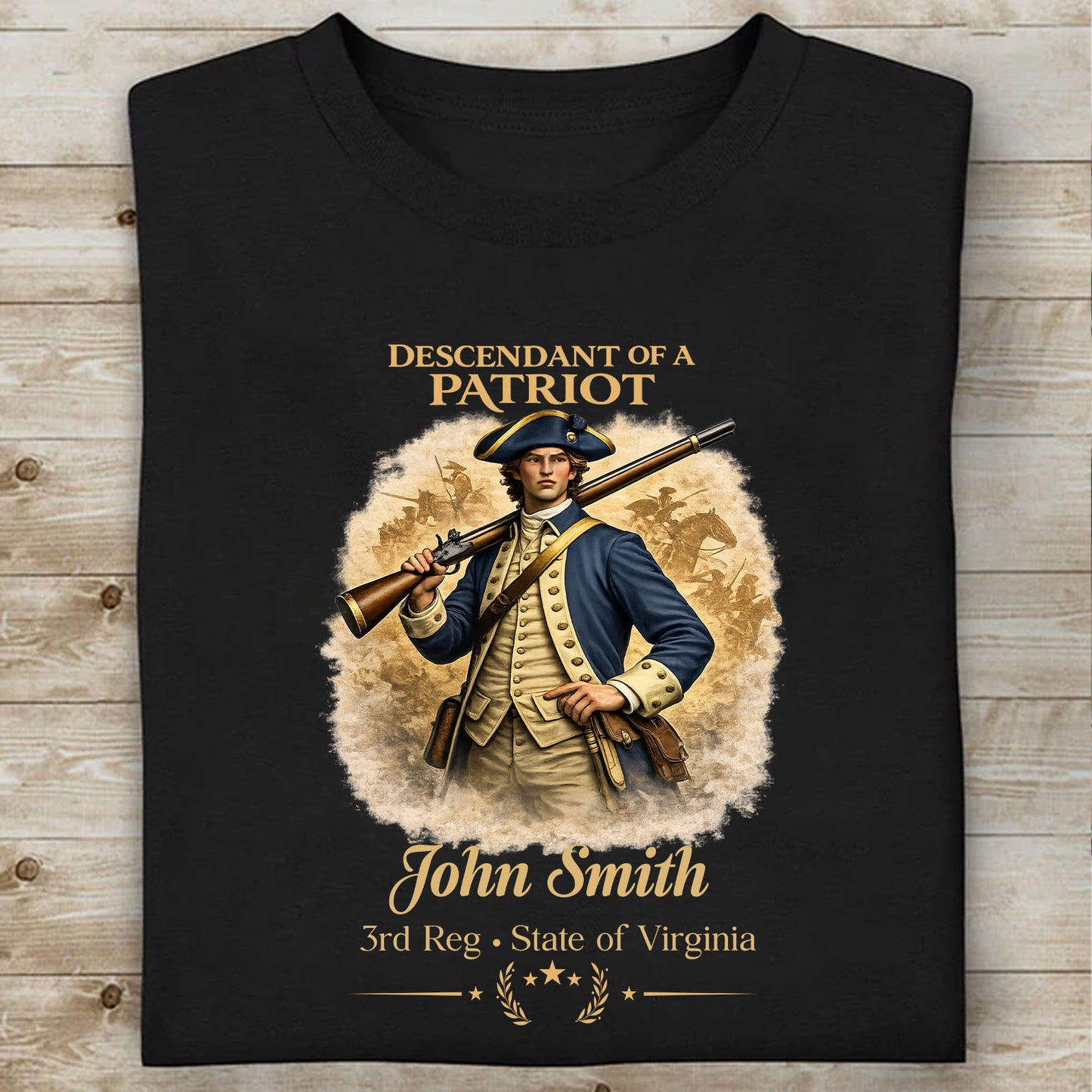 Personalized Descendant of a Patriot Dark Shirt, Custom Name 250 Years 1776–2026 Patriotic Tee 684701