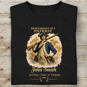 Personalized Descendant of a Patriot Dark Shirt, Custom Name 250 Years 1776–2026 Patriotic Tee 684701