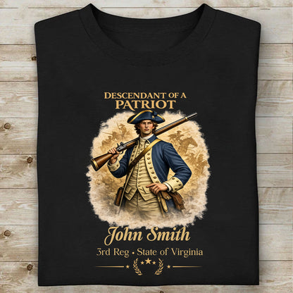 Personalized Descendant of a Patriot Dark Shirt, Custom Name 250 Years 1776–2026 Patriotic Tee 684701