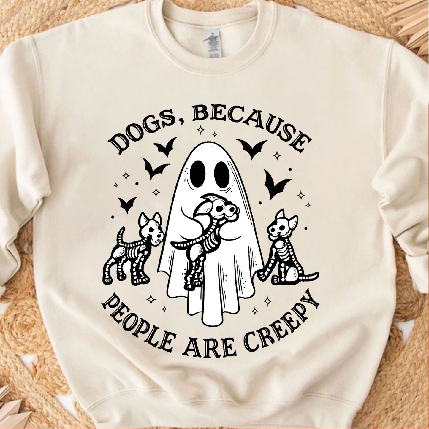 Dogs, Because People Are Creepy Shirt, Funny Ghost Dog Halloween Tee, Cute Spooky Fall Gift 685668