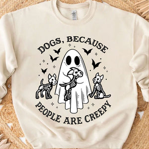 Dogs, Because People Are Creepy Shirt, Funny Ghost Dog Halloween Tee, Cute Spooky Fall Gift 685668