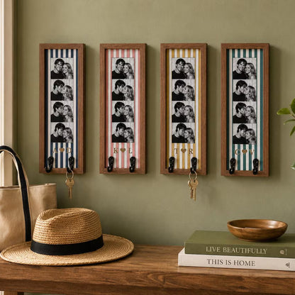 Personalized Couple Photo Wooden Key Holder, Custom Photo Strip Frame, Anniversary Gift 686078 WFD
