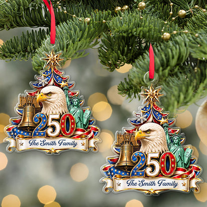 Personalized 250 Years Anniversary USA Acrylic Ornament, Custom Family Patriotic Christmas Ornament 685833