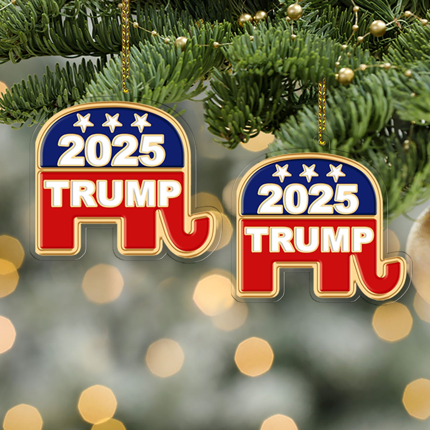 Elephant Donald Trump Acrylic Ornament, Patriotic USA Flag Design Christmas Ornament 683254 - GOP