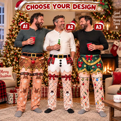 Funny Christmas Pajama Pants for Men, Reindeer Snowman Holiday Lights Lounge Pants, Funny Gift for Him 686590 WFD