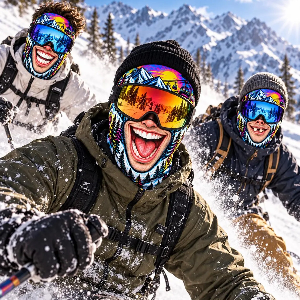 Funny Face Ski Mask, Novelty Printed Balaclava for Skiing Snowboarding, Winter Gag Gift 686487 WFD