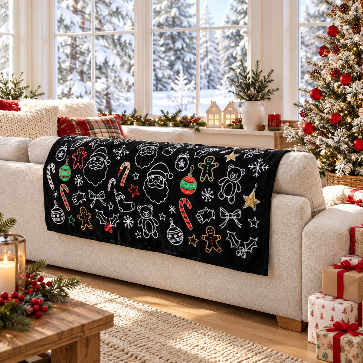 Christmas Coloring Blanket for Kids, Reusable Holiday Activity Blanket, Christmas Gift for Boys Girls 686575 WFD