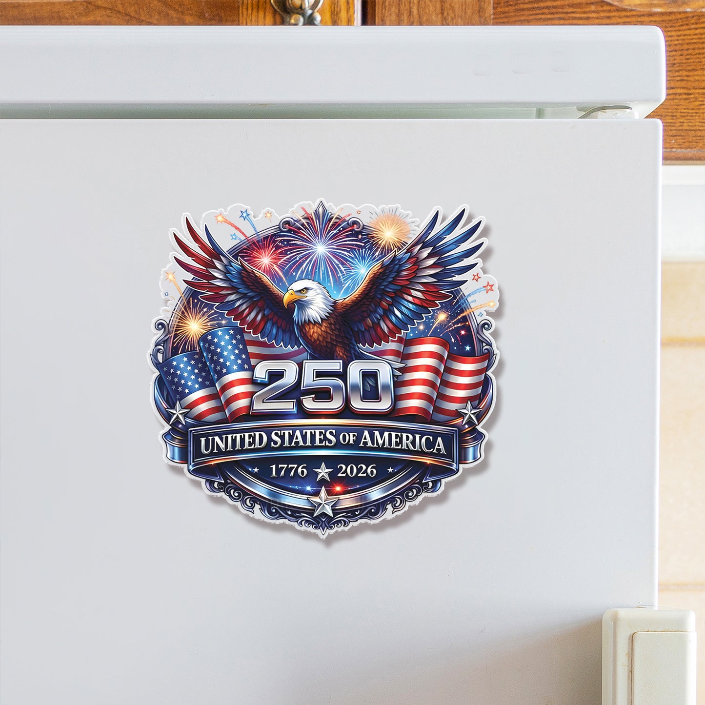 USA 250 Years Anniversary Fridge Magnet | Patriotic Eagle 1776–2026 Magnet | 4th of July Fridge Magnet 684222