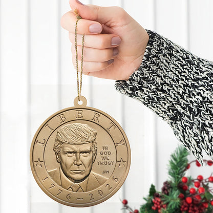 Donald Trump 2-Sided Wooden Ornament, USA 250th Anniversary Christmas Ornament 686132