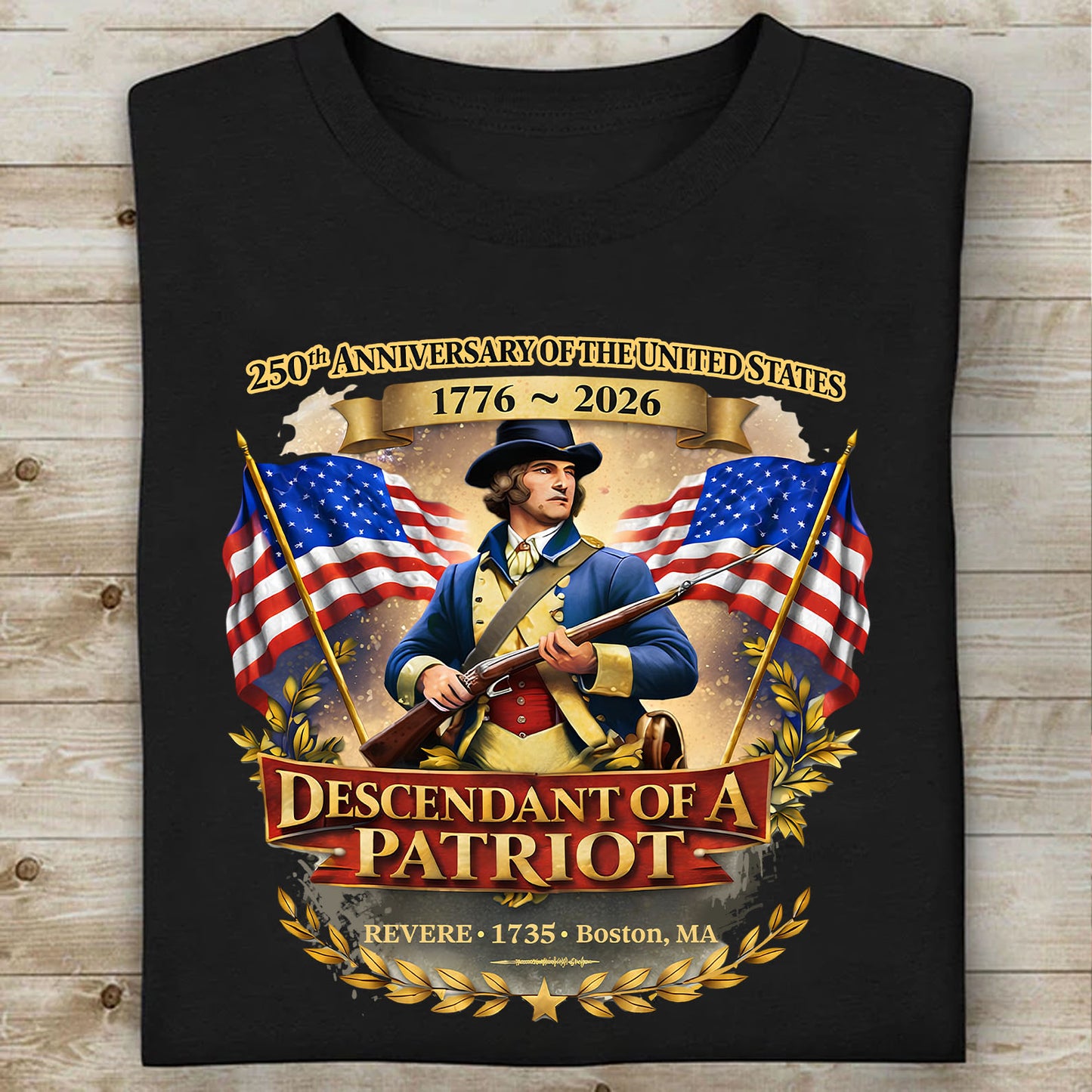 Personalized 250 Years USA Anniversary Shirt | Custom Descendant of a Patriot Tee | Patriotic Heritage Gift 684455