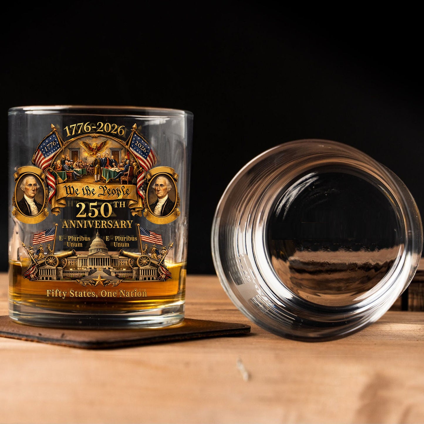 250 Years We The People Whiskey Glass | Patriotic 1776–2026 Fifty States One Nation Whiskey Glass 684431