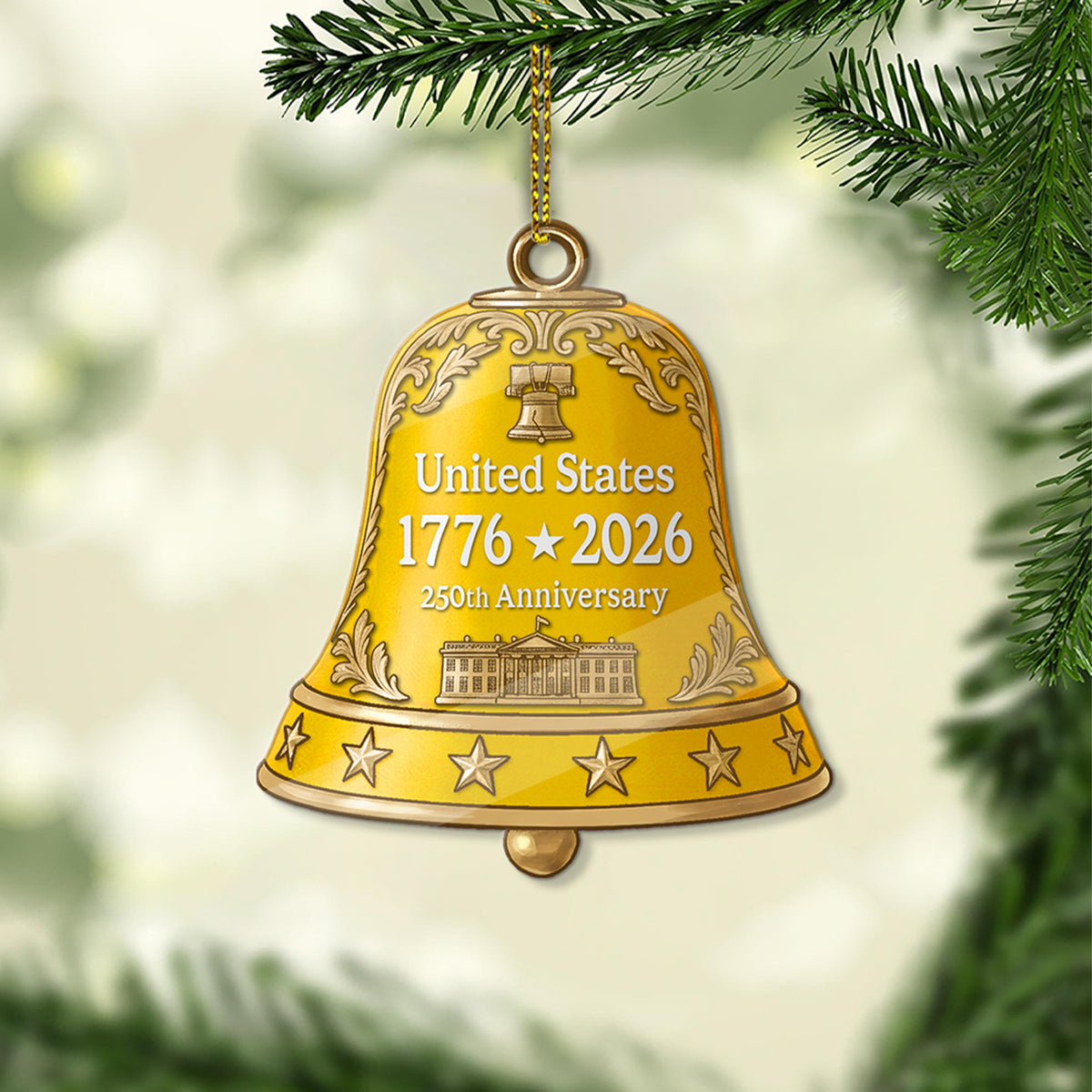 250 Years USA 1776-2026 Acrylic Ornament | Happy 250th Birthday USA Bell Ornament | America 250th Anniversary Ornament 682758