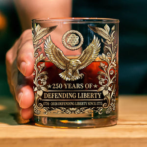 250 Years of Defending Whiskey Glass | Patriotic 1776–2026 Whiskey Glass 684249