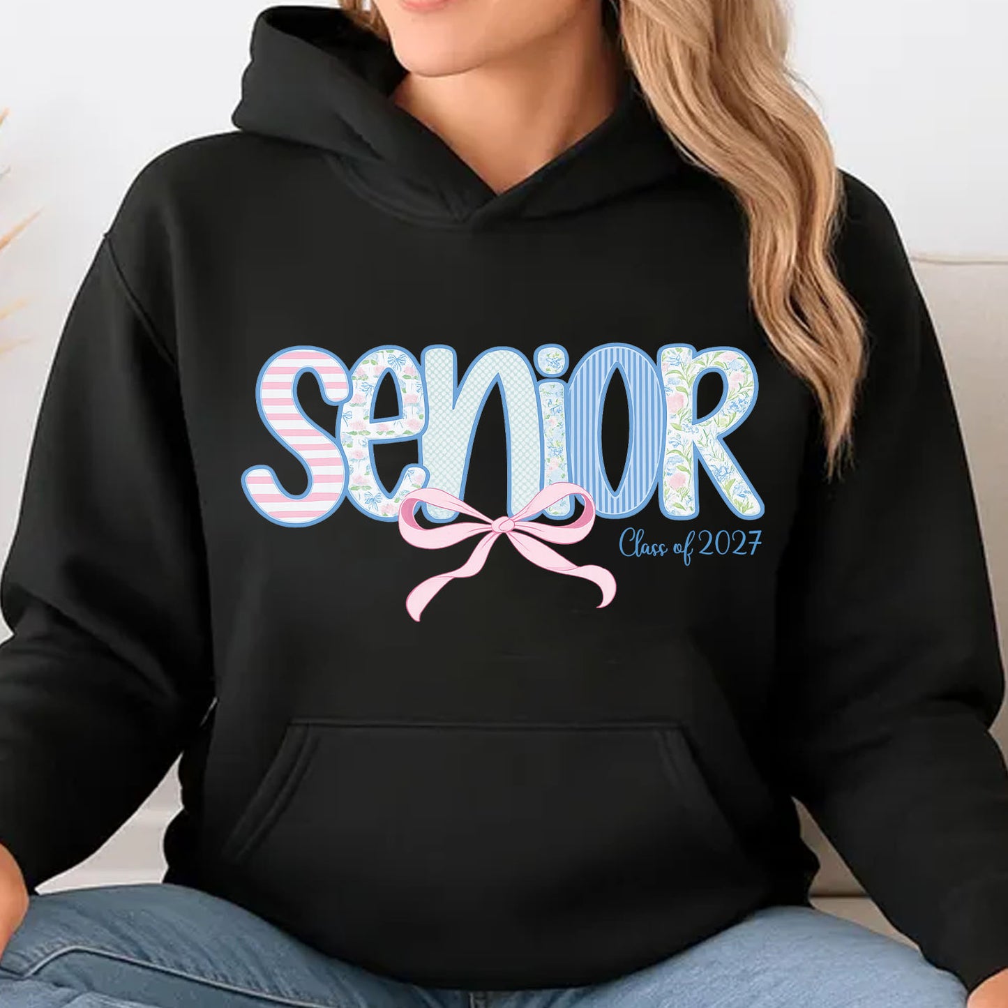 Personalized Senior Shirt, Senior 2027 Dark Tee, Custom Graduation Year, Floral Bow Class of 2027 Gift 685653