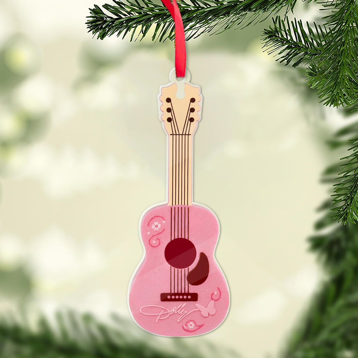 Dolly Parton Pink Guitar Acrylic Ornament, Country Music Christmas Ornament, Dolly Fan Memorial Gift 686182