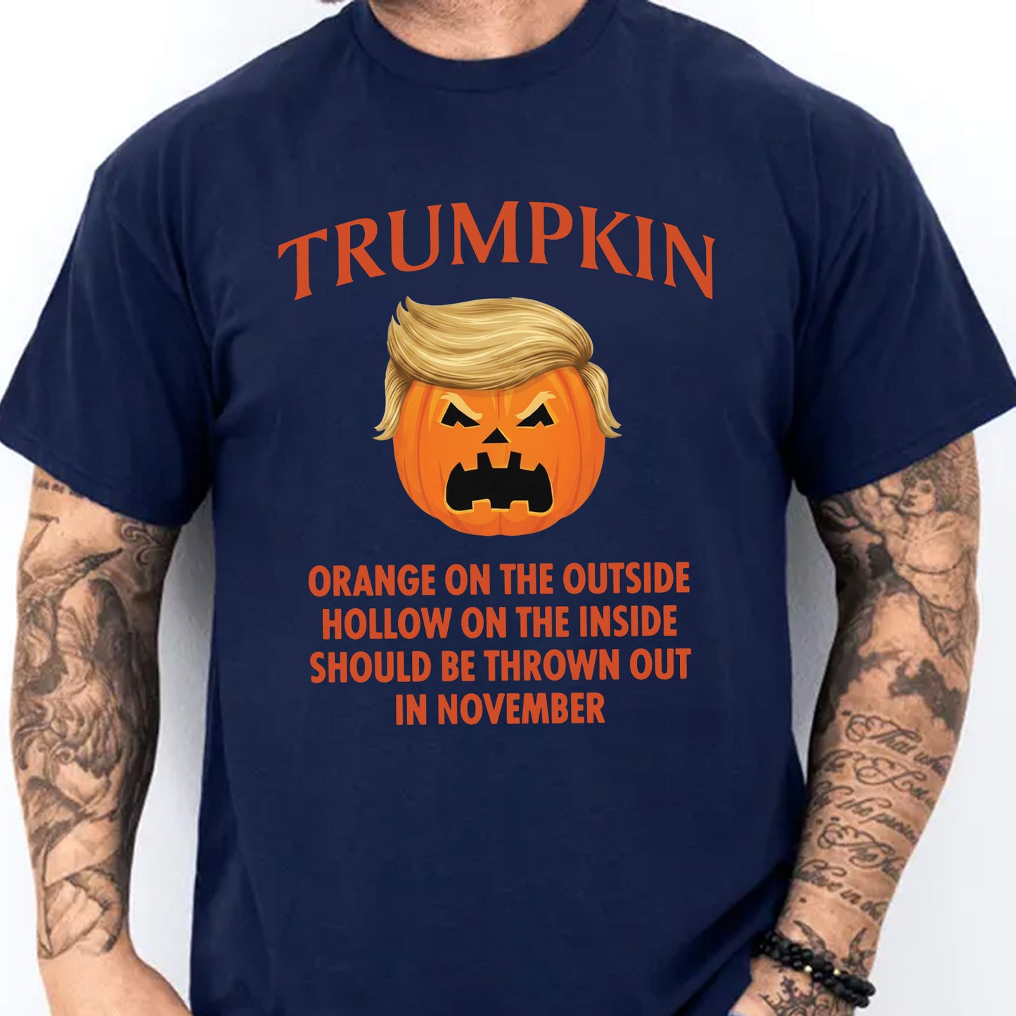 Trumpkin Halloween Shirt, Orange Outside Hollow Inside Anti Trump T-Shirt, Funny Political Tee 686002