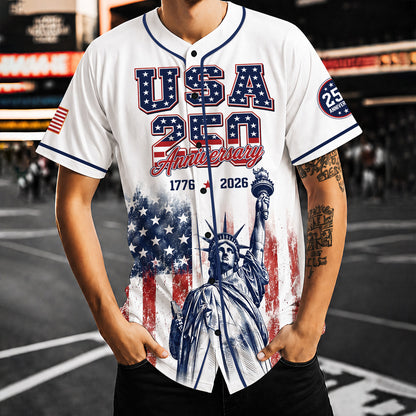 USA 250 Years Anniversary Baseball Jersey, Patriotic Statue of Liberty Shirt, America 1776-2026 Shirt 685210
