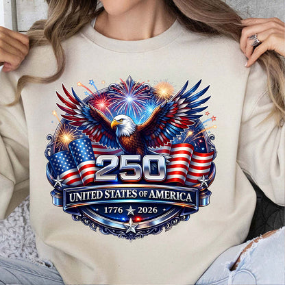 USA 250 Years Anniversary Shirt | Patriotic Eagle 1776–2026 Sweatshirt | 4th of July Independence Day Tee 684222