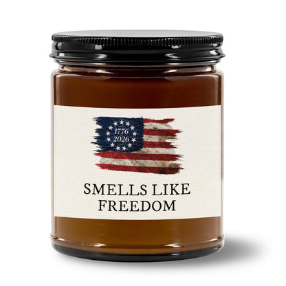 Smells Like Freedom Candle, 250 Years American Flag Patriotic Scented Candle, 4th of July Gift 685188