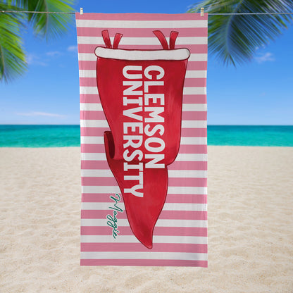 Personalized College Pennant Beach Towel, Custom School Spirit Towel, Graduation Gift High School University 684827