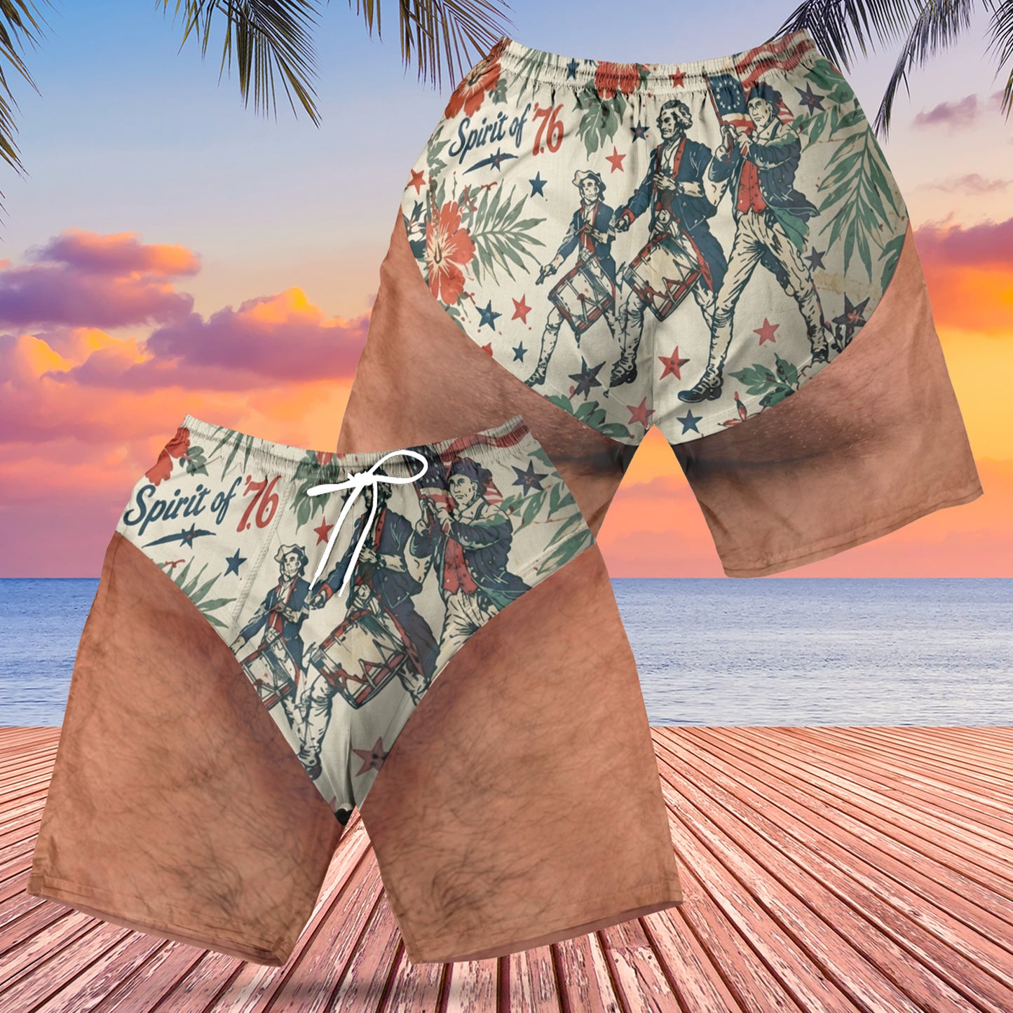 250 Years Of America Beach Short, Spirit Of '76 Patriotic AOP Beach Shorts, 4th Of July Swim Trunks 685585