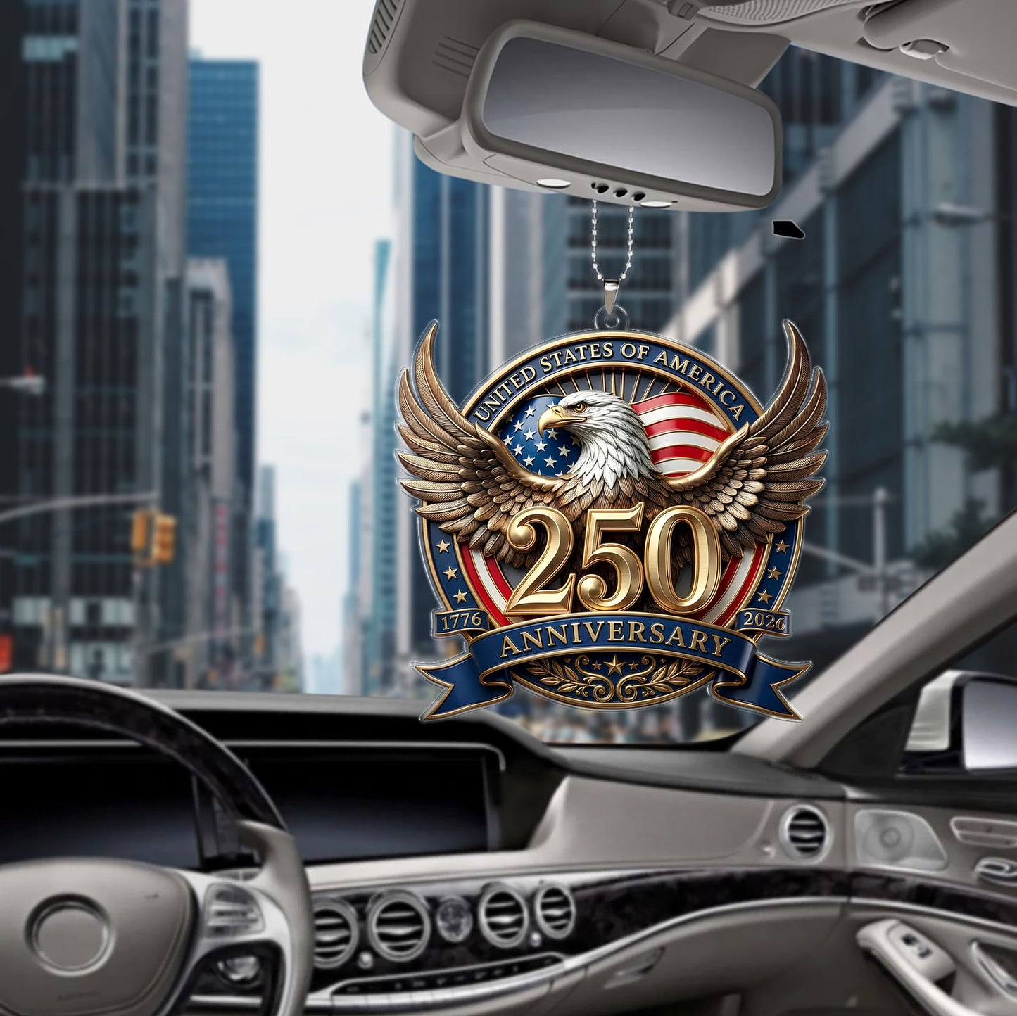 USA 250 Years Car Ornament | Patriotic Eagle 1776–2026 Ornament | 4th of July Car Ornament 684349
