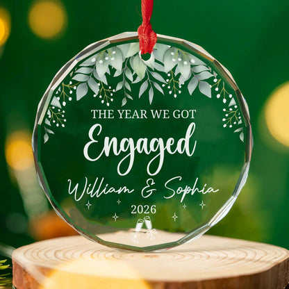 Personalized Engagement Glass Ornament, The Year We Got Engaged 2026 Ornament, Christmas Gift for Couples 685901