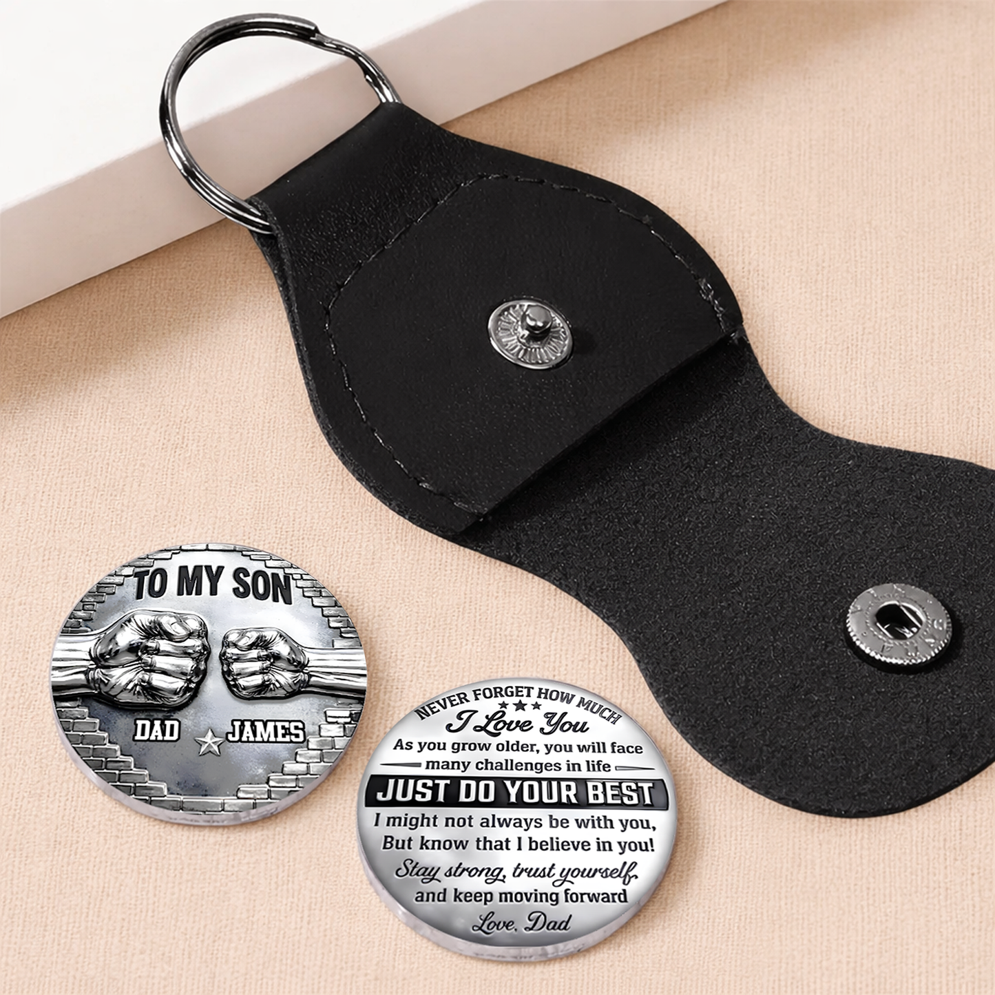 Personalized To My Son Pocket Hug Coin, Father’s Day Gift From Dad, Encouragement Gift Son 685054