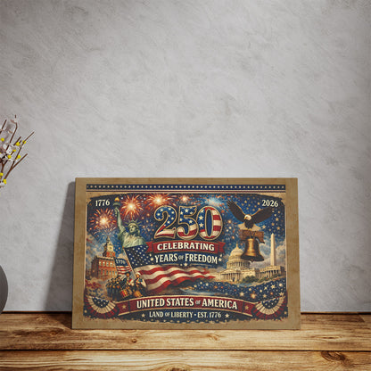 250 Years of Freedom Canvas | USA Land of Liberty 1776 Canvas | Patriotic 4th of July Canvas 684224