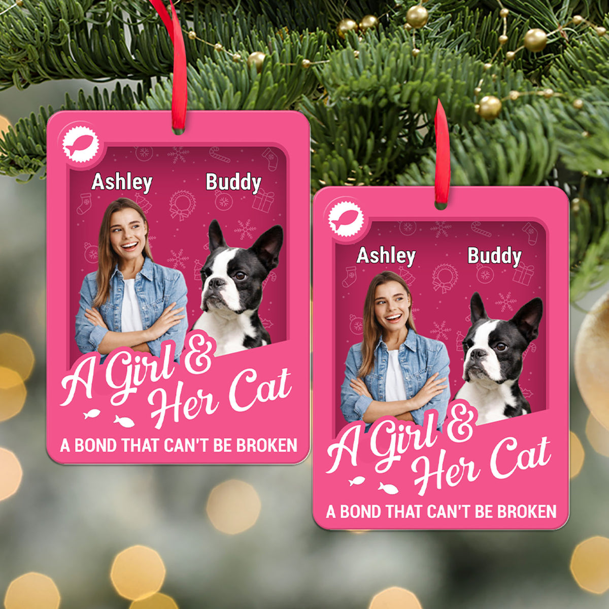 Personalized Dog Cat Pet Photo Has Unbreakable Bond Toy Box Acrylic Ornament | Custom Pet Photo Ornament 683707