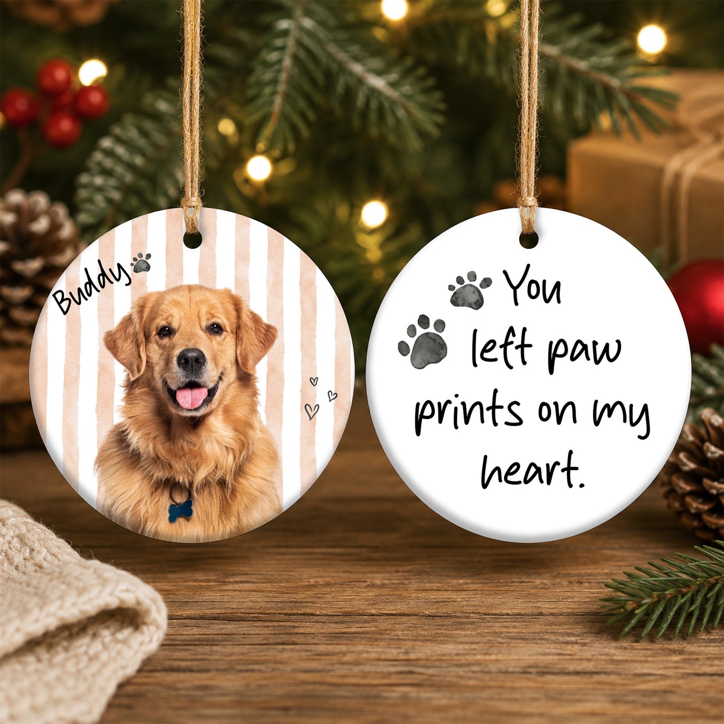 Personalized Pet Memorial Ceramic Ornament, Custom Photo Dog Cat Ornament, Pet Loss Gift 685930