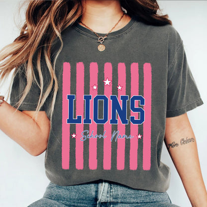 Custom Mascot Striped Comfort Colors Shirt, Personalized School Spirit Tee, Back to School Teacher Shirt 685486