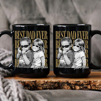 Custom Vintage Photo Dad Black Mug, Personalized Coffee Mug for Dad Husband, Father’s Day Gift 685145