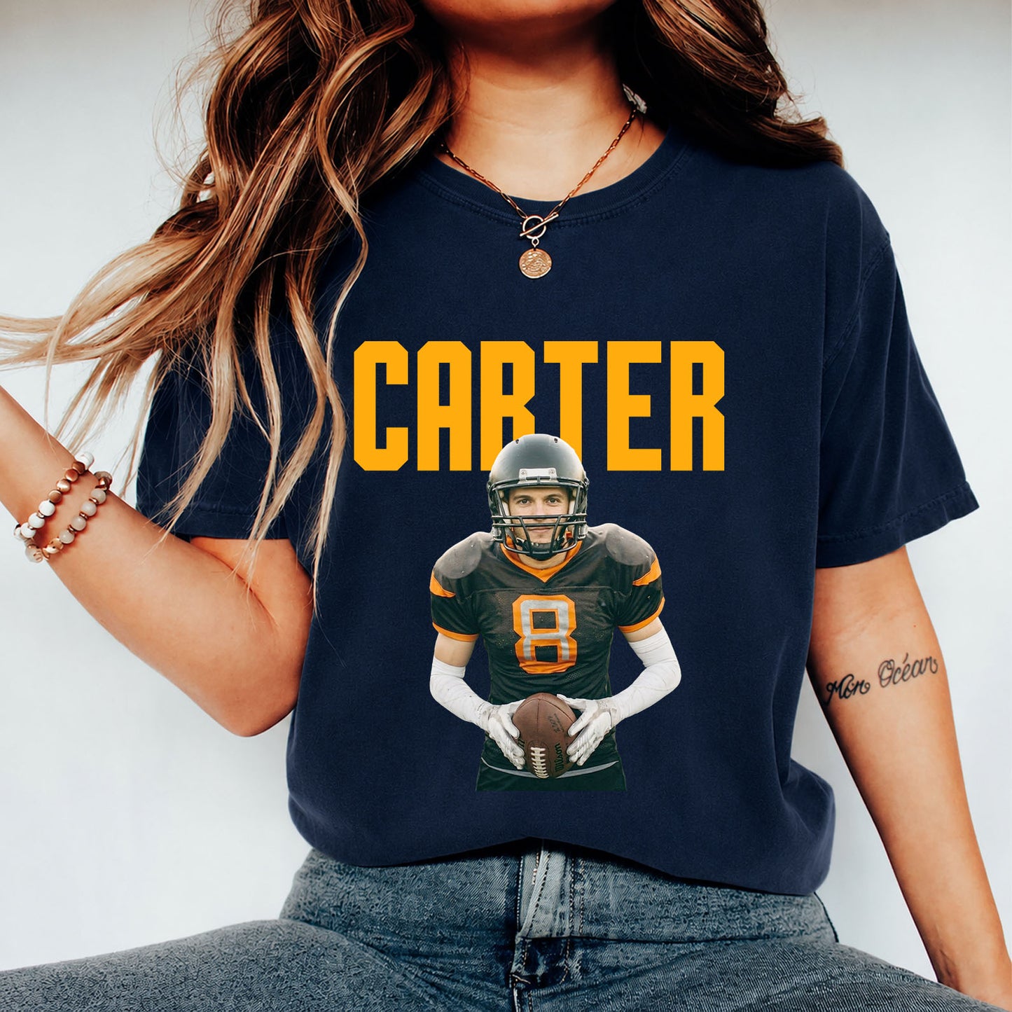 Personalized Football Mom Shirt, Custom Photo & Name Tee, Football Game Day Mom Gift 686201