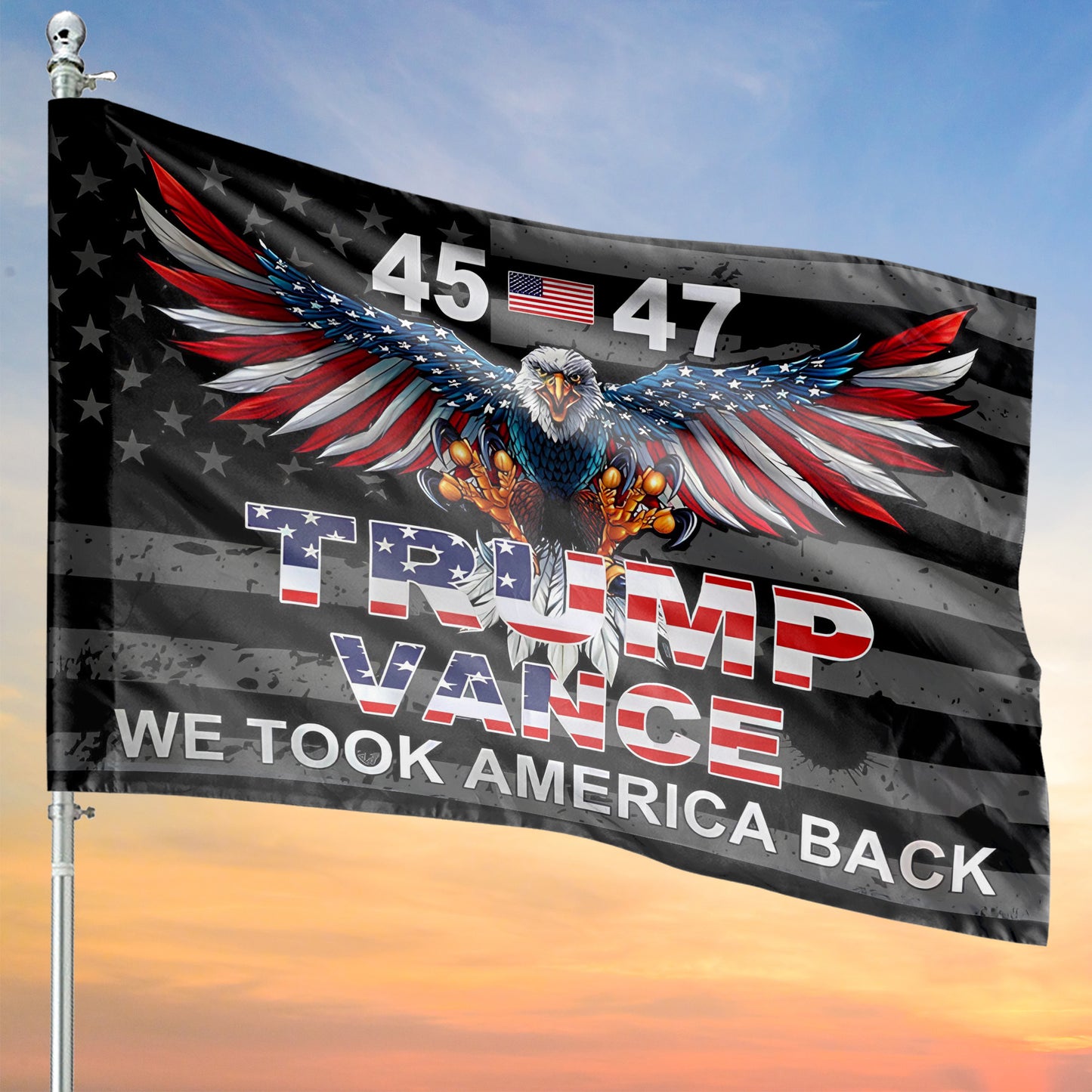 President Trump 45 47 Flag | Trump Vance We Took America Back Flag | Donald Trump House Flag 684170 – GOP