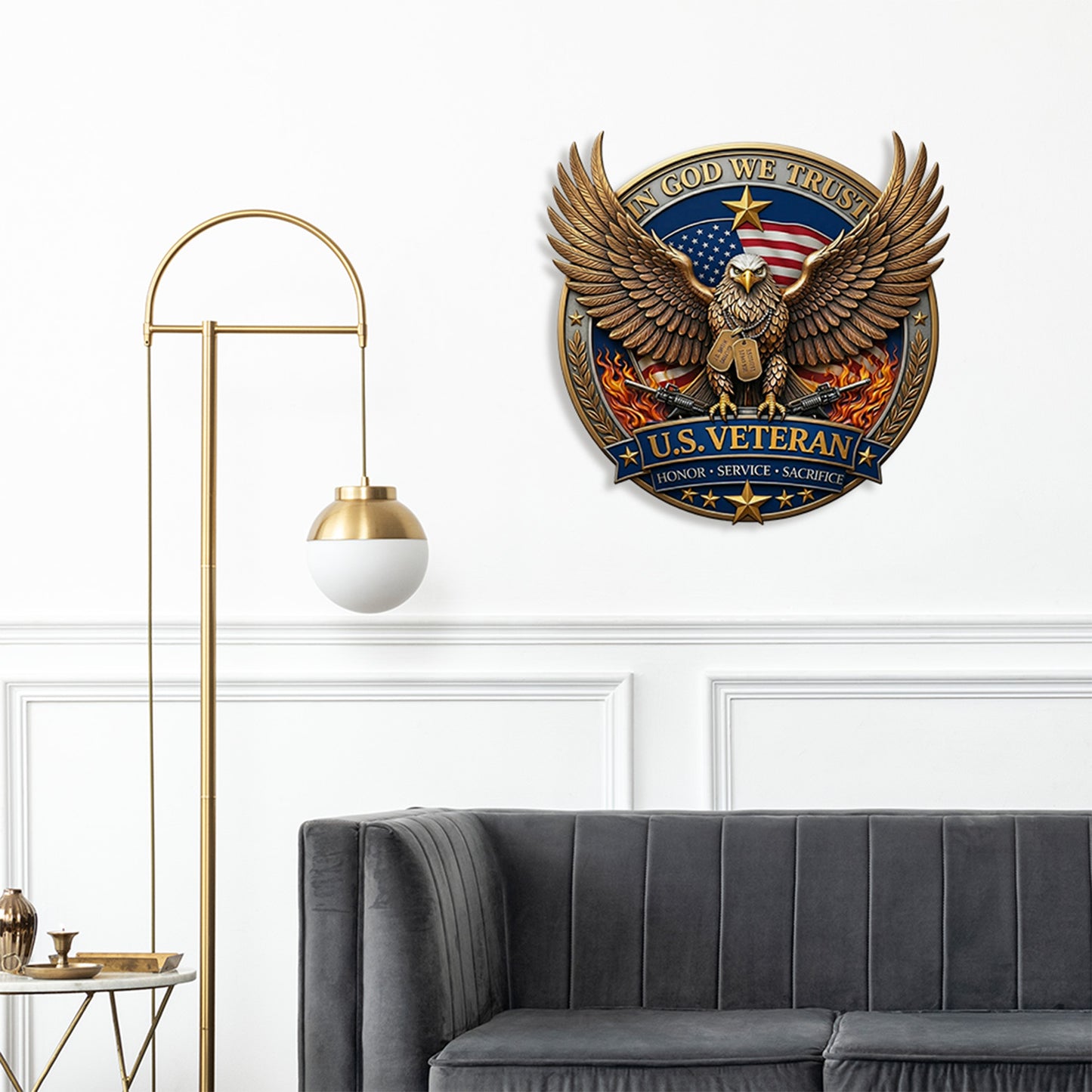 250 Years US Veteran Metal Sign | Patriotic American Eagle In God We Trust Metal Sign Wall Decor 684716