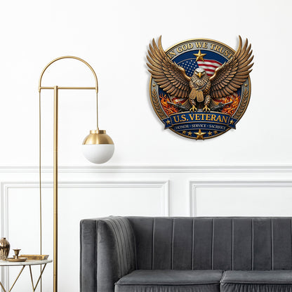 250 Years US Veteran Metal Sign | Patriotic American Eagle In God We Trust Metal Sign Wall Decor 684716