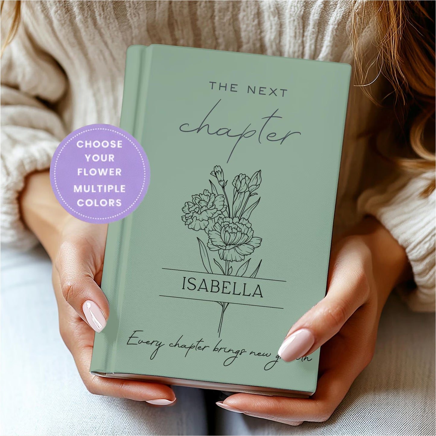 Personalized The Next Chapter Journal, Custom Name Flower Notebook, Graduation Keepsake Gift 684744