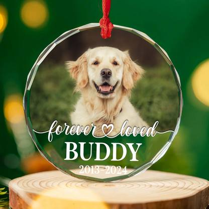 Personalized Pet Memorial Photo Glass Ornament | Custom Dog Cat Photo Christmas Ornament Gift 683440