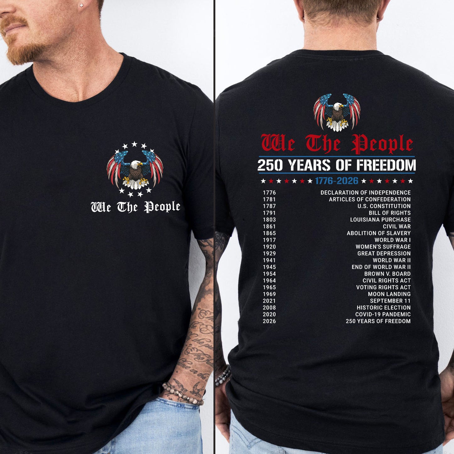 We The People 250 Years of Freedom Shirt | Patriotic 1776–2026 USA History Timeline Tee | Pocket & Back Shirt 684575