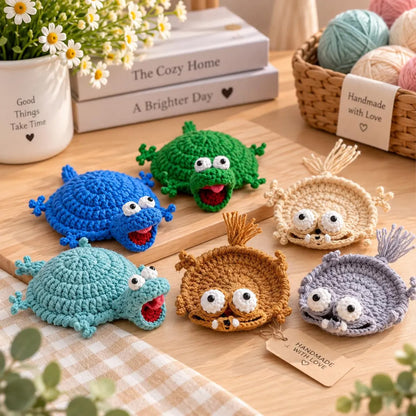 Handmade Crochet Animal Coaster, Funny Cute Mug Rug, Unique Coffee Cup Mat, Housewarming Gift 686881 WFD