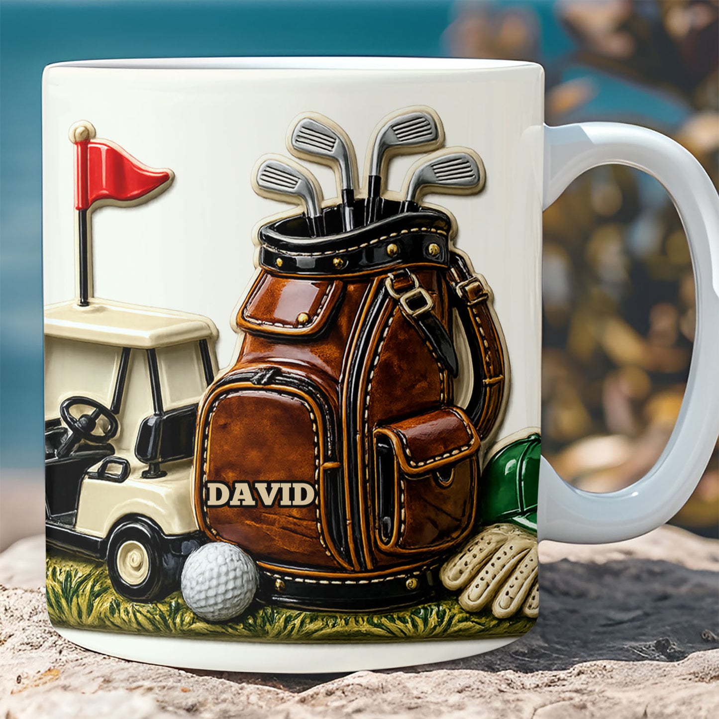 Personalized Golf Coffee Mug, Custom Name Ceramic Mug for Golfer, Father’s Day Gift for Dad Grandpa 684997