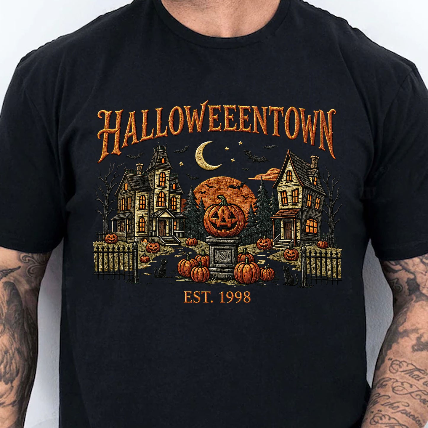 Halloweentown Dark Sweatshirt, Vintage Spooky Village Shirt, Retro Haunted House Pumpkin Fall Tee 685623